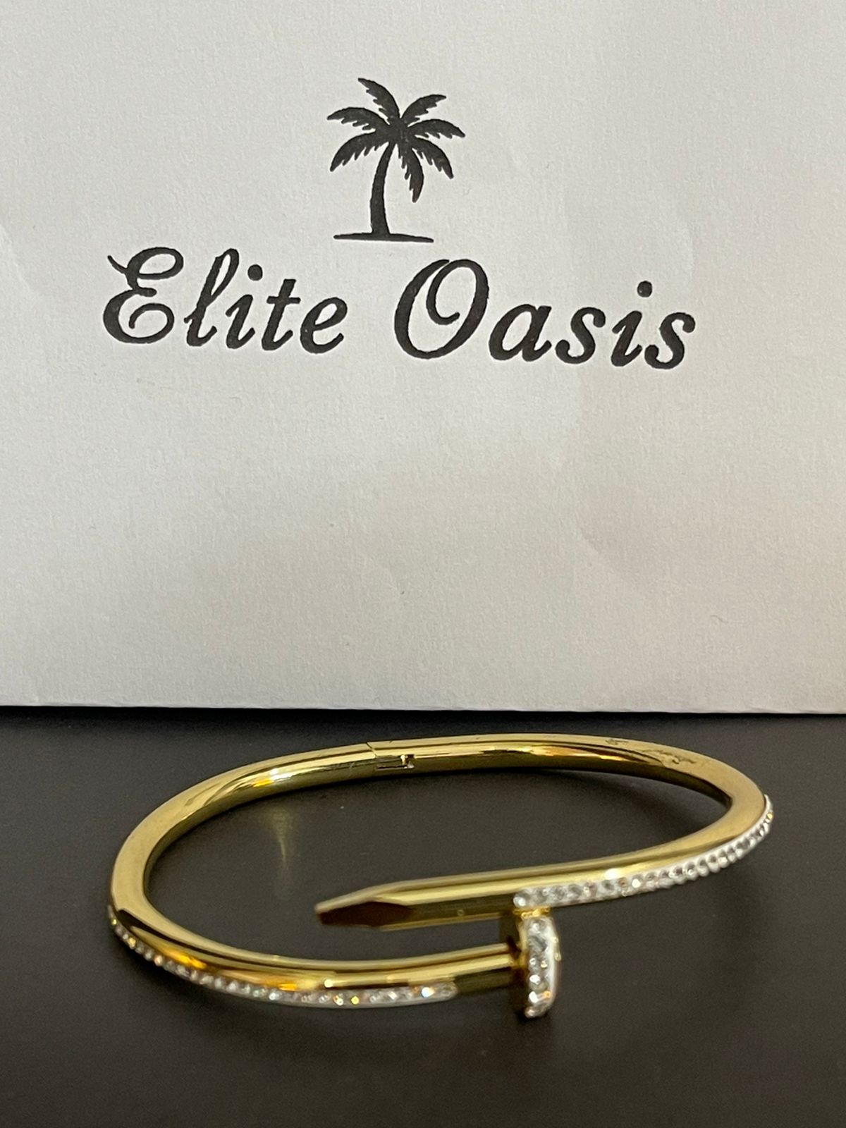 Golden Edge Nail Cuff Bracelet – Stainless Steel