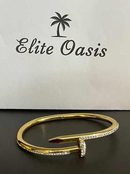 Golden Edge Nail Cuff Bracelet – Stainless Steel
