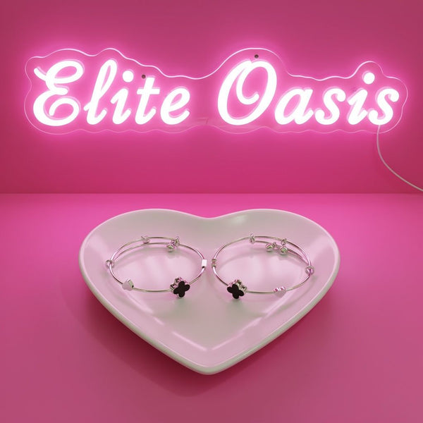 Silver Midnight Clover Charm Bracelet – Stainless Steel