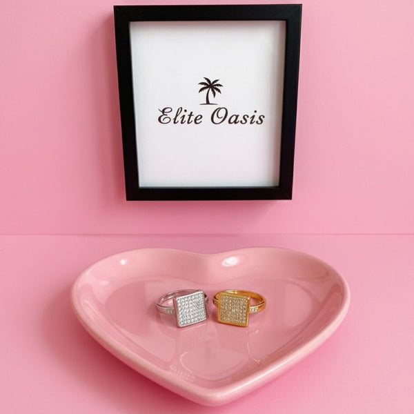 Royal Square Pavé Luxe Ring – Stainless Steel