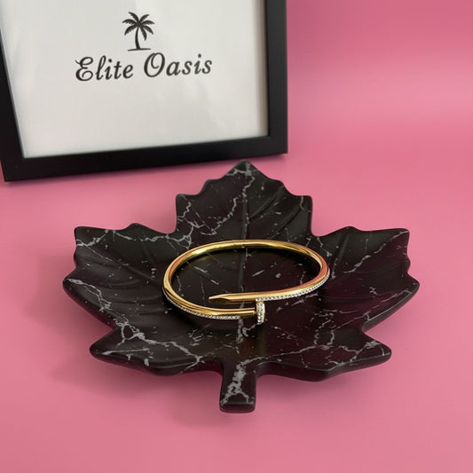 Golden Edge Nail Cuff Bracelet – Stainless Steel