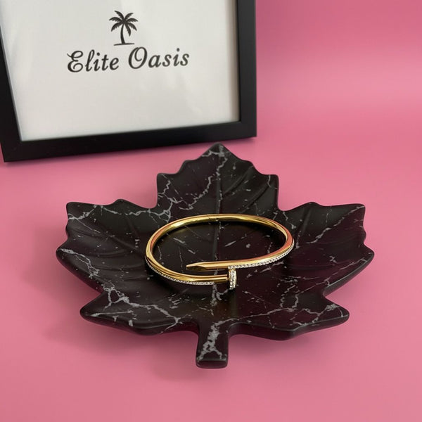 Golden Edge Nail Cuff Bracelet – Stainless Steel